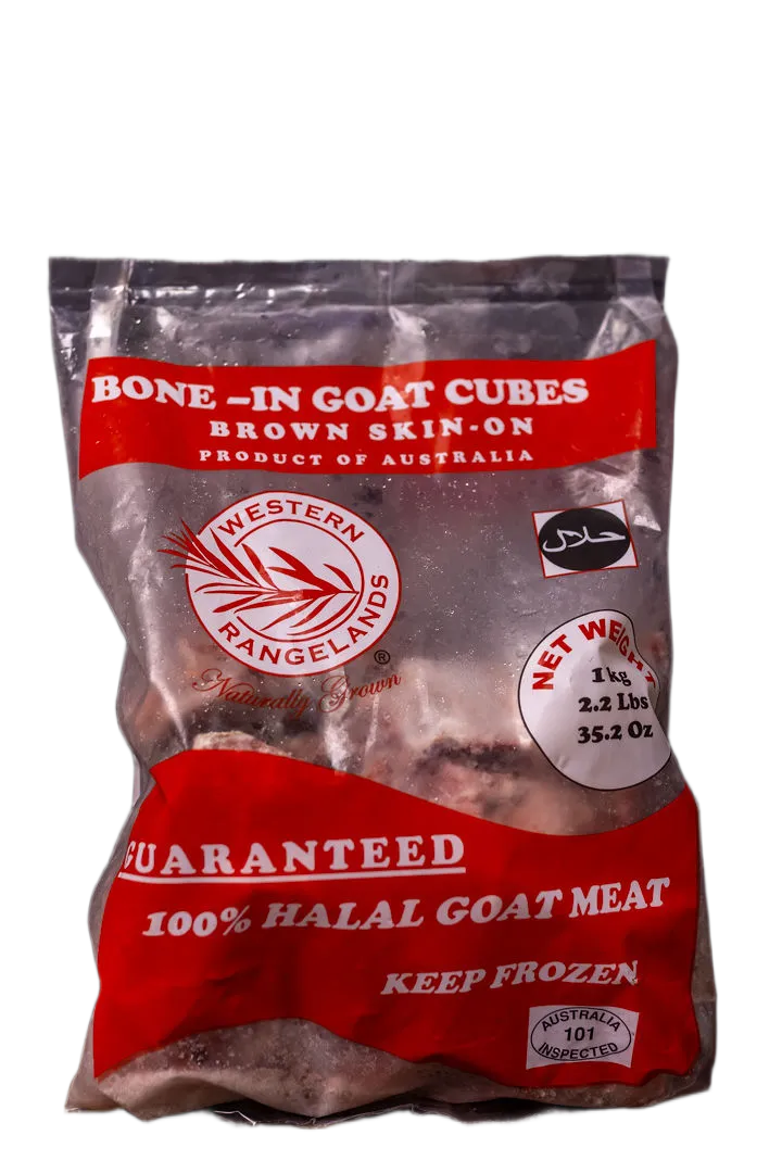 Bone-In Goat Cubes (Burnt Skin on )