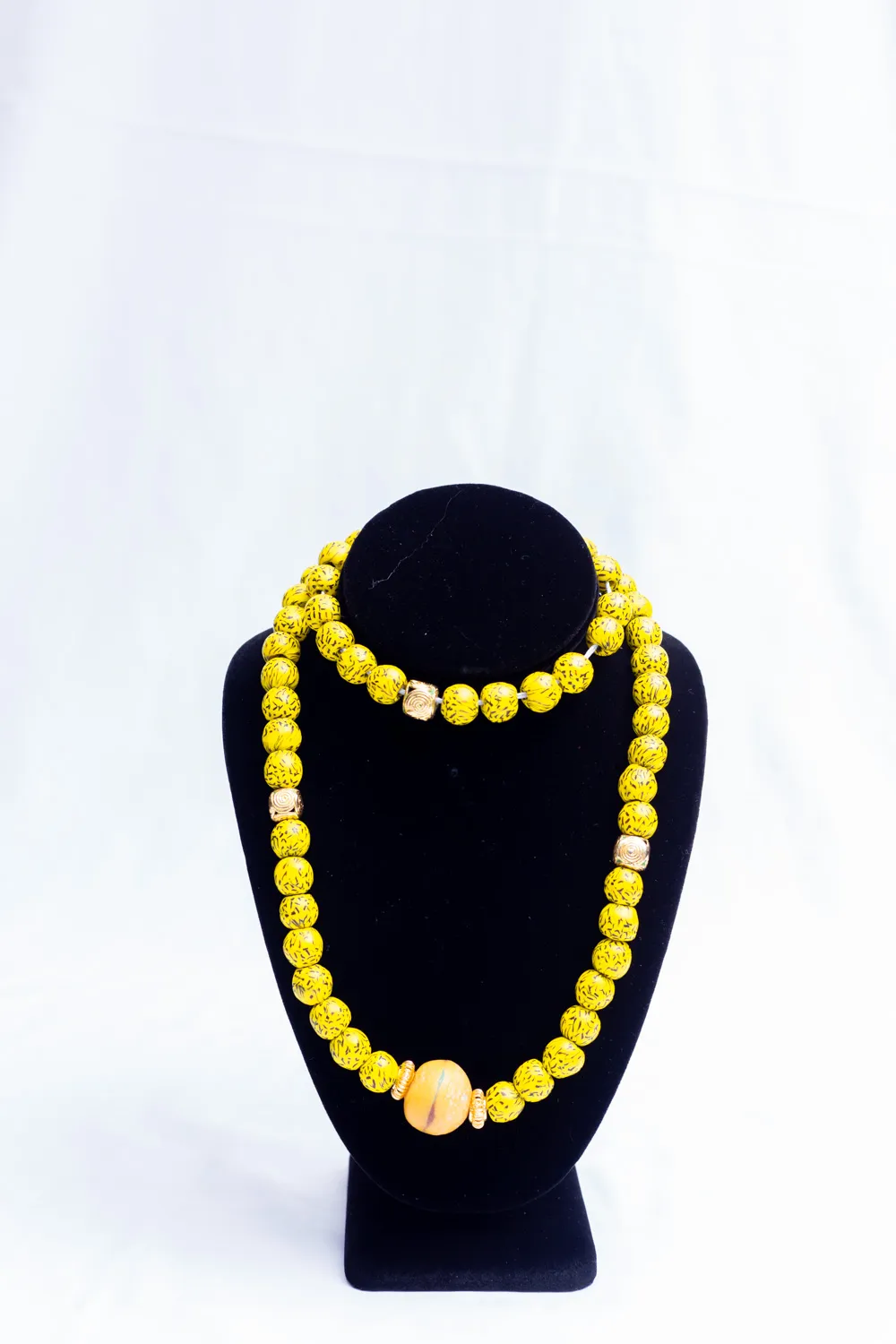 African Bead Necklace - Yellow