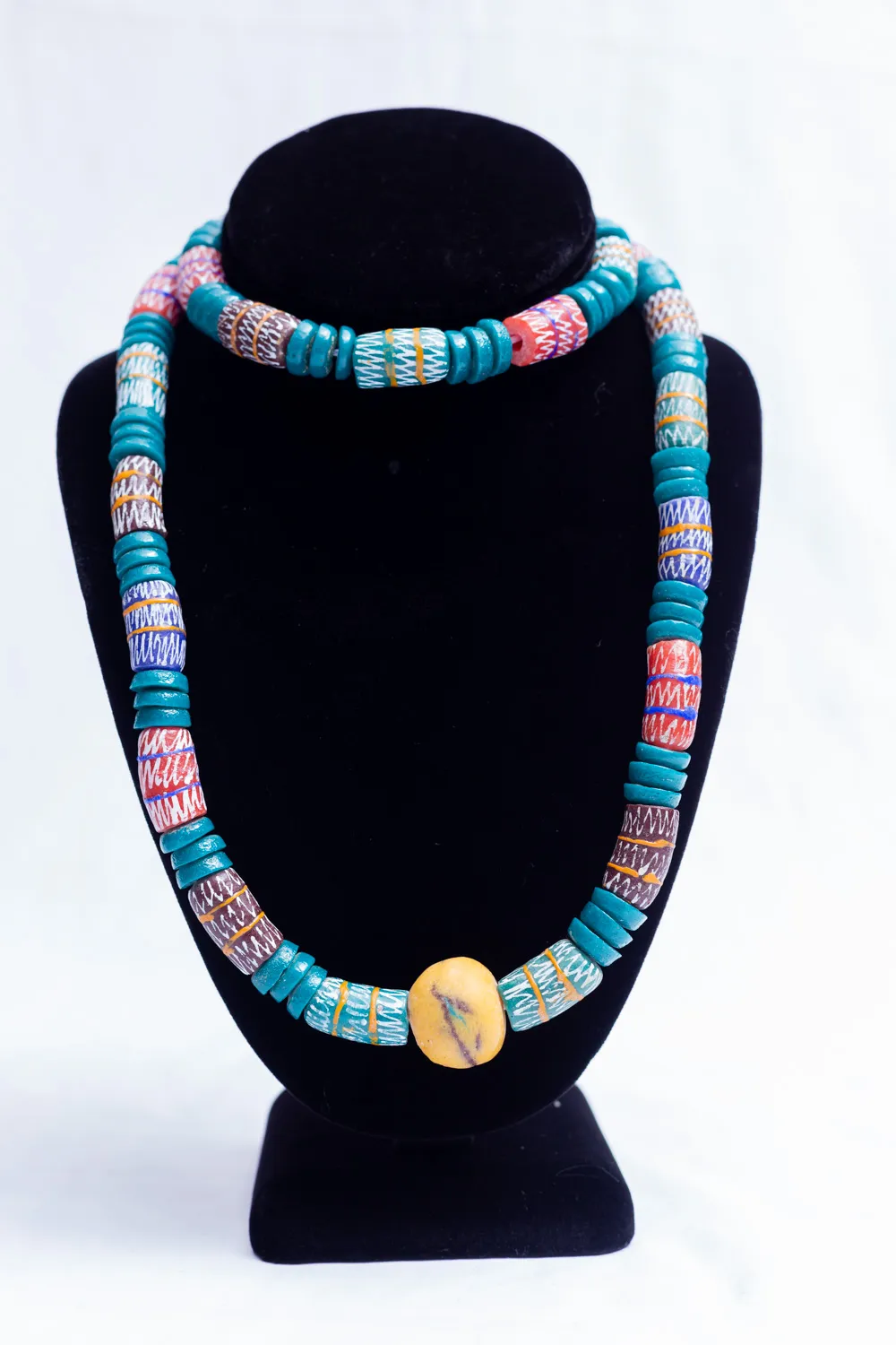 Blue African Bead Necklace