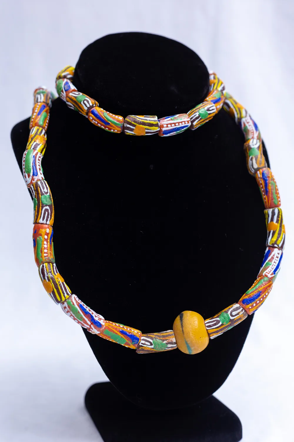 Sahara Stripe African Bead Necklace