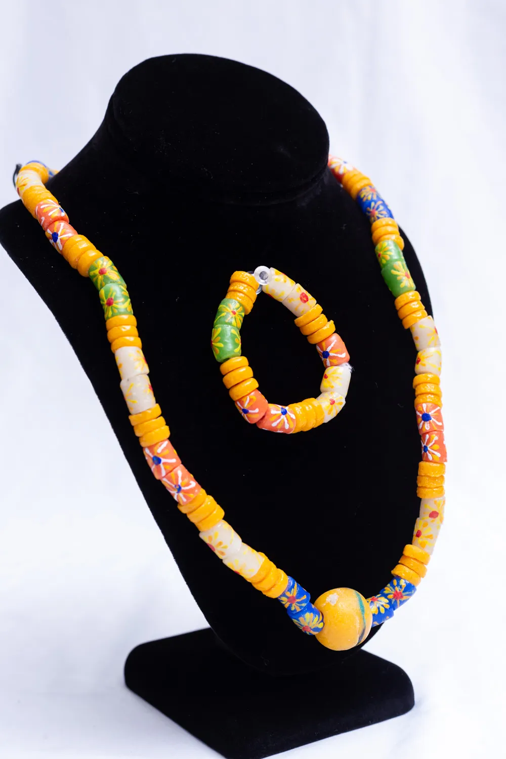 Sunburst African Bead Necklace & Bracelet Set