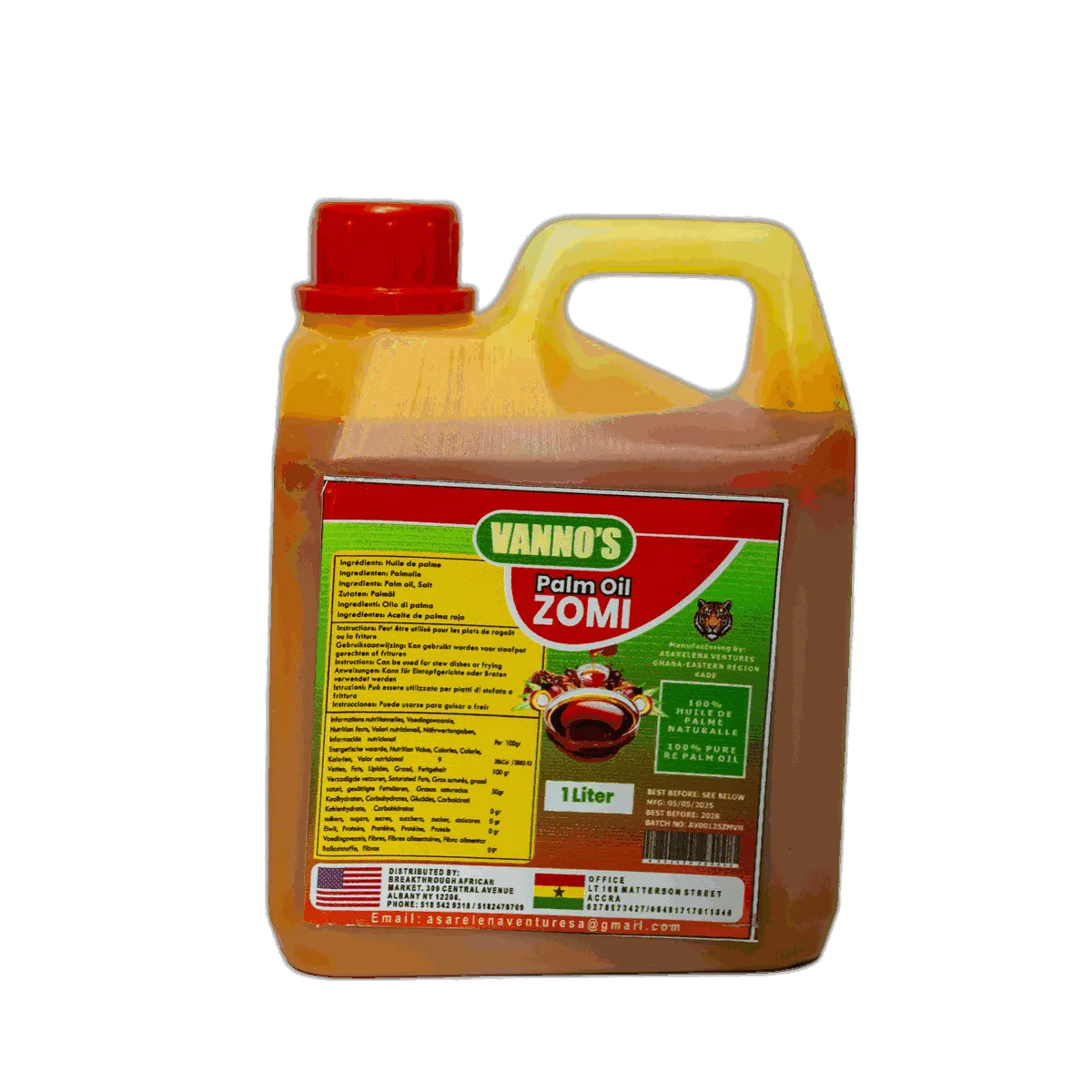 Vannos Palm Oil Zomi - Authentic Ghanaian Red Palm Oil Zomi 1 Litre